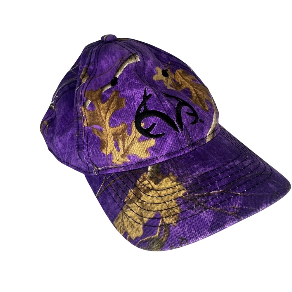 Realtree Purple Camo Baseball Hat Women Black Embroidered Antler Logo Cap 0730
